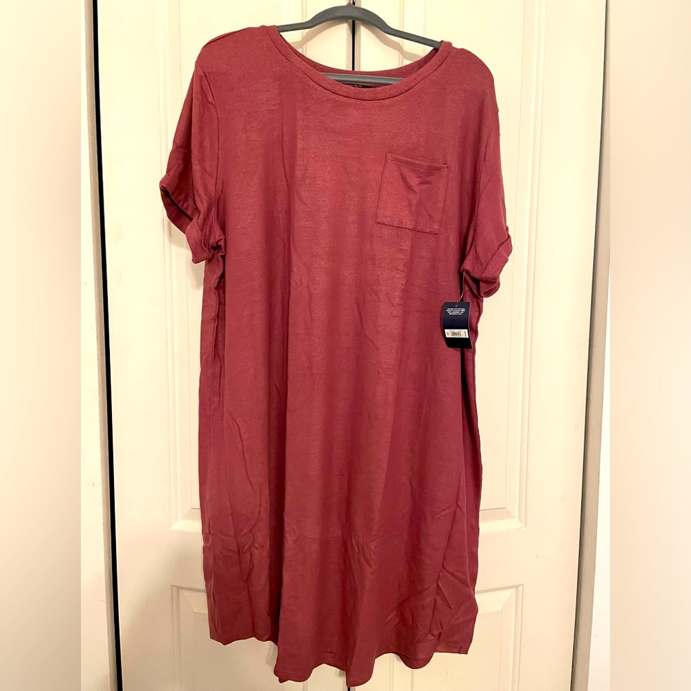 Lucky Brand, new with tags, maroon t-shirt dress size XXL